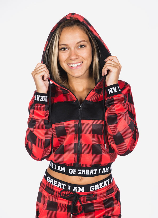 CHAQUETA CROPPED RED CHESS - Great I Am