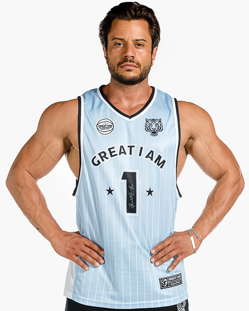 BASKETBALL JERSEY NUMBER 1 ATHLETE CYAN - Great I Am