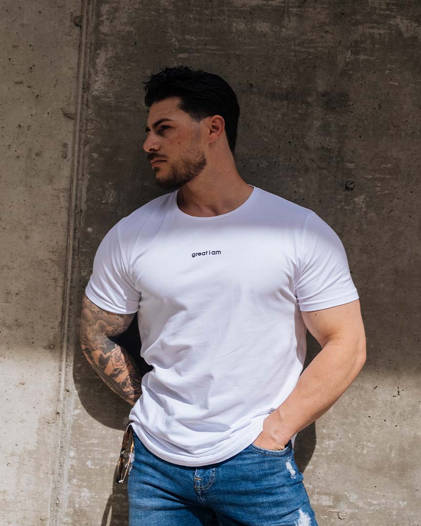 Mens Blue Relaxed Bodybuilding T-Shirt Oversized Gym Tee, 47% OFF