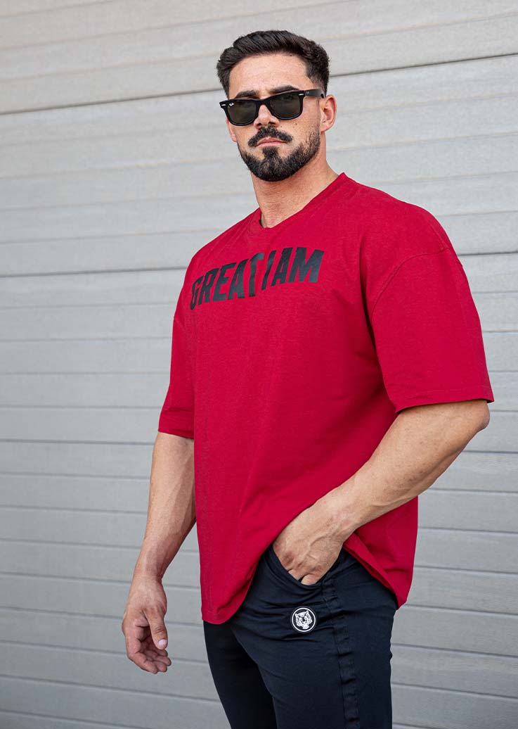 T-SHIRT OVERSIZED CONQUER RED - Great I Am