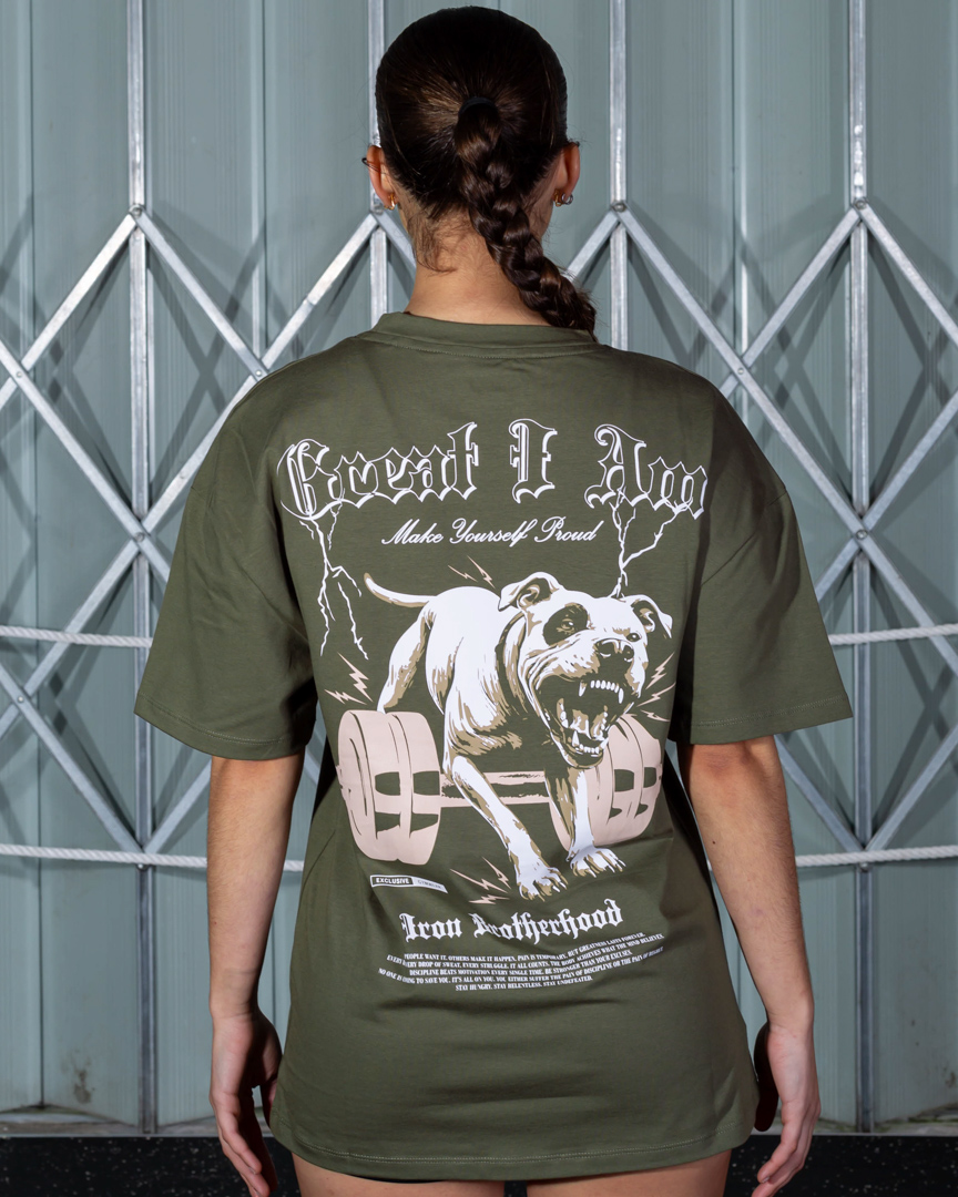 OVERSIZED T-SHIRT PITBULL GREEN - Great I Am