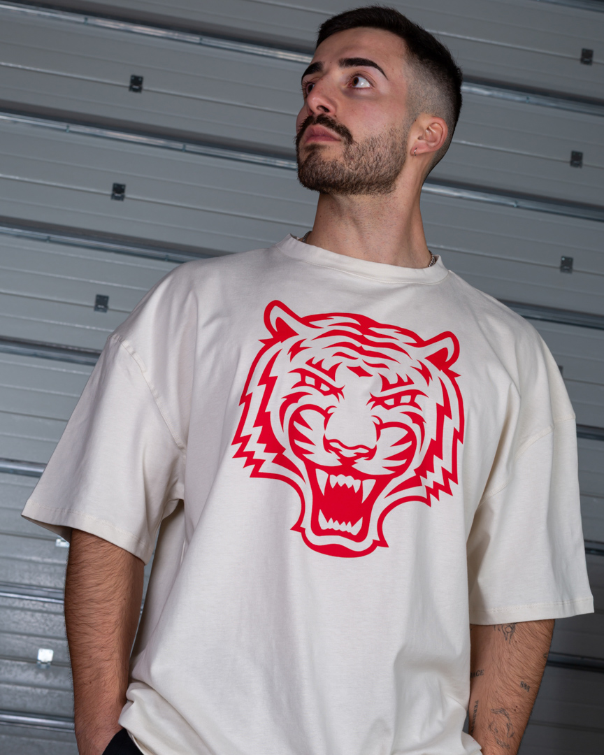 OVERSIZED T-SHIRT TIGER ESSENTIAL BEIGE - Great I Am