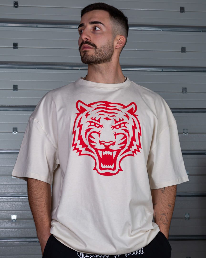OVERSIZED T-SHIRT TIGER ESSENTIAL BEIGE - Great I Am