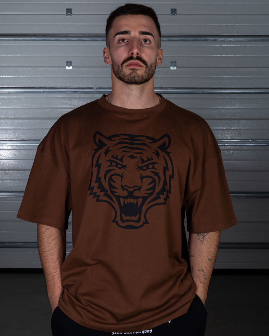 OVERSIZED T-SHIRT TIGER ESSENTIAL BROWN - Great I Am