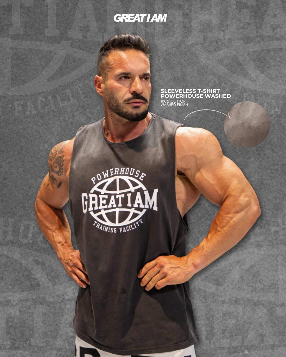 SLEEVELESS POWERHOUSE WASHED - Great I Am