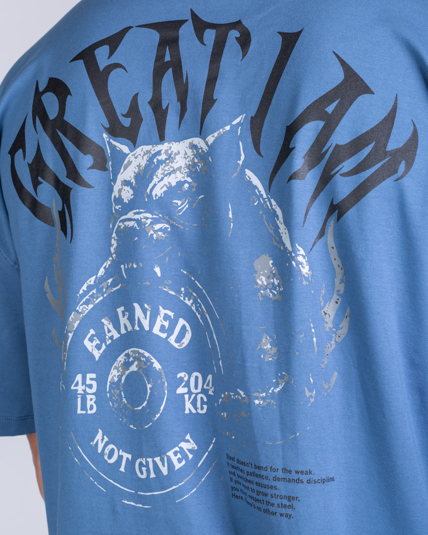 OVERSIZED T-SHIRT EARNED BLUE - Great I Am