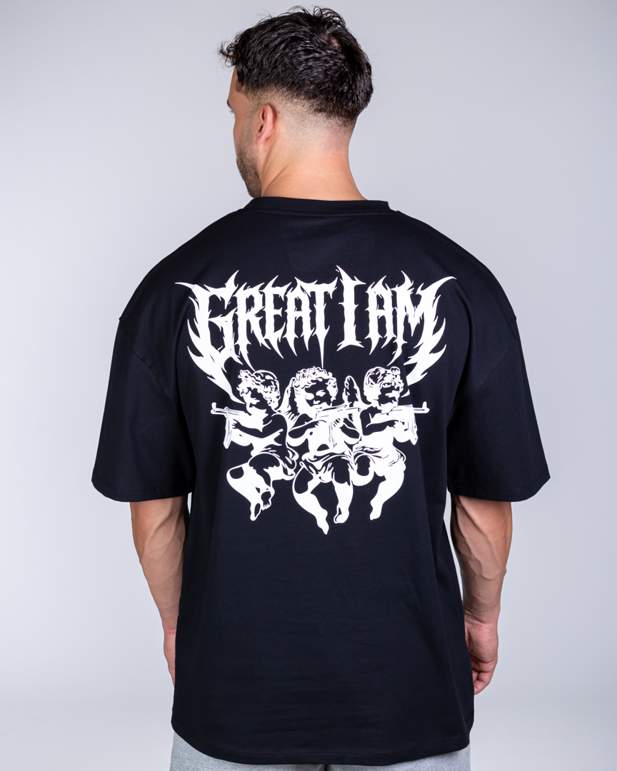 OVERSIZED T-SHIRT IRON ANGEL BLACK - Great I Am