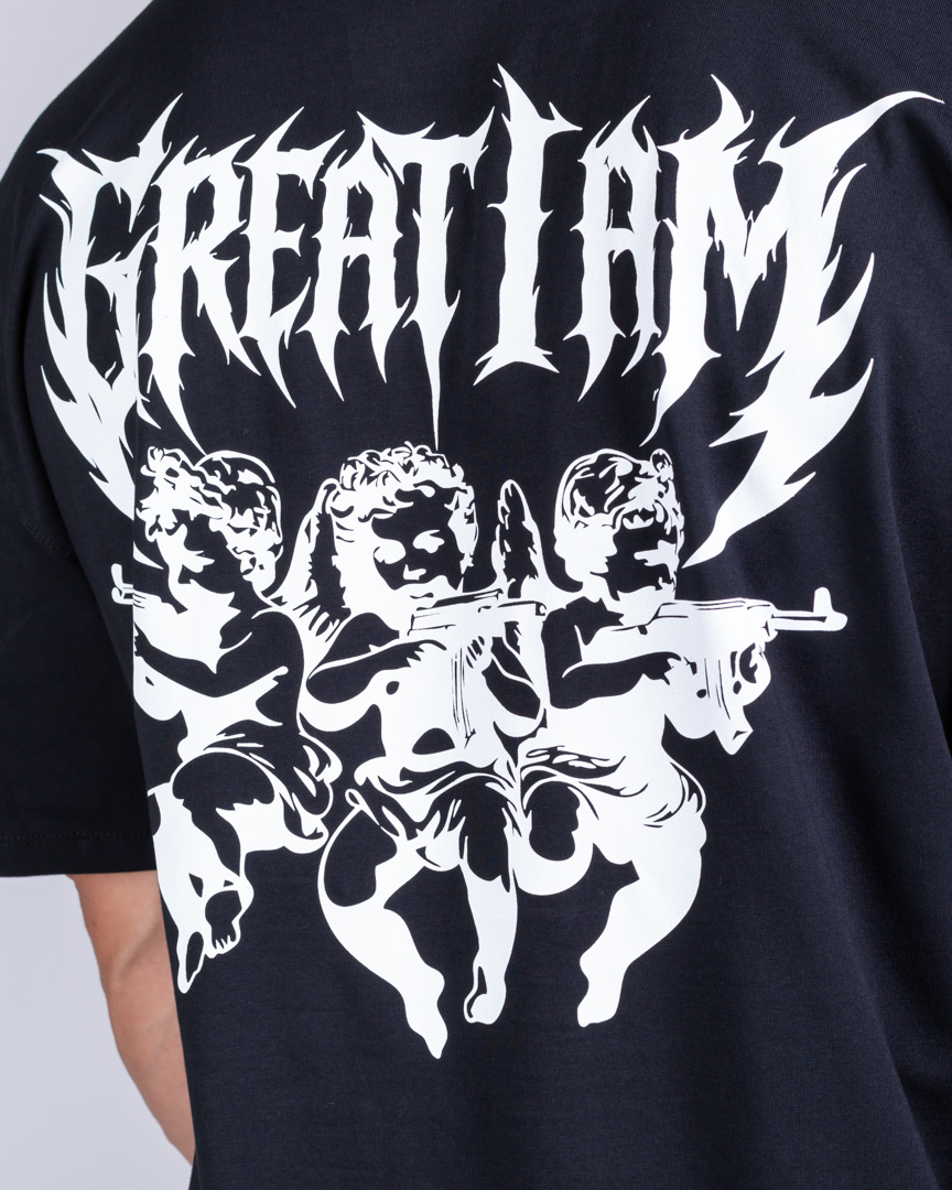 OVERSIZED T-SHIRT IRON ANGEL BLACK - Great I Am