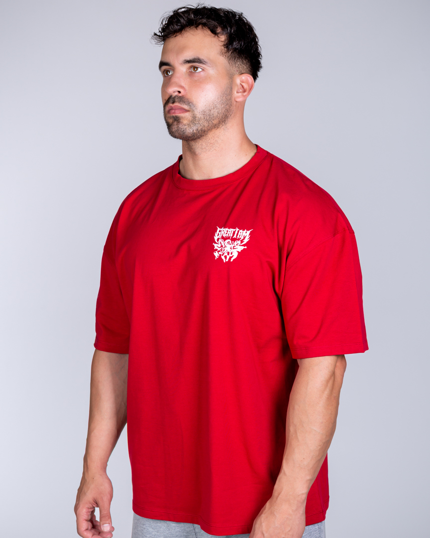 OVERSIZED T-SHIRT IRON ANGEL RED - Great I Am