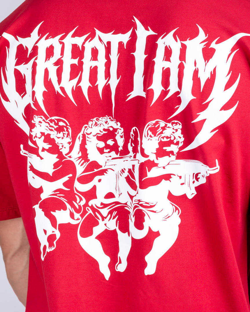 OVERSIZED T-SHIRT IRON ANGEL RED - Great I Am