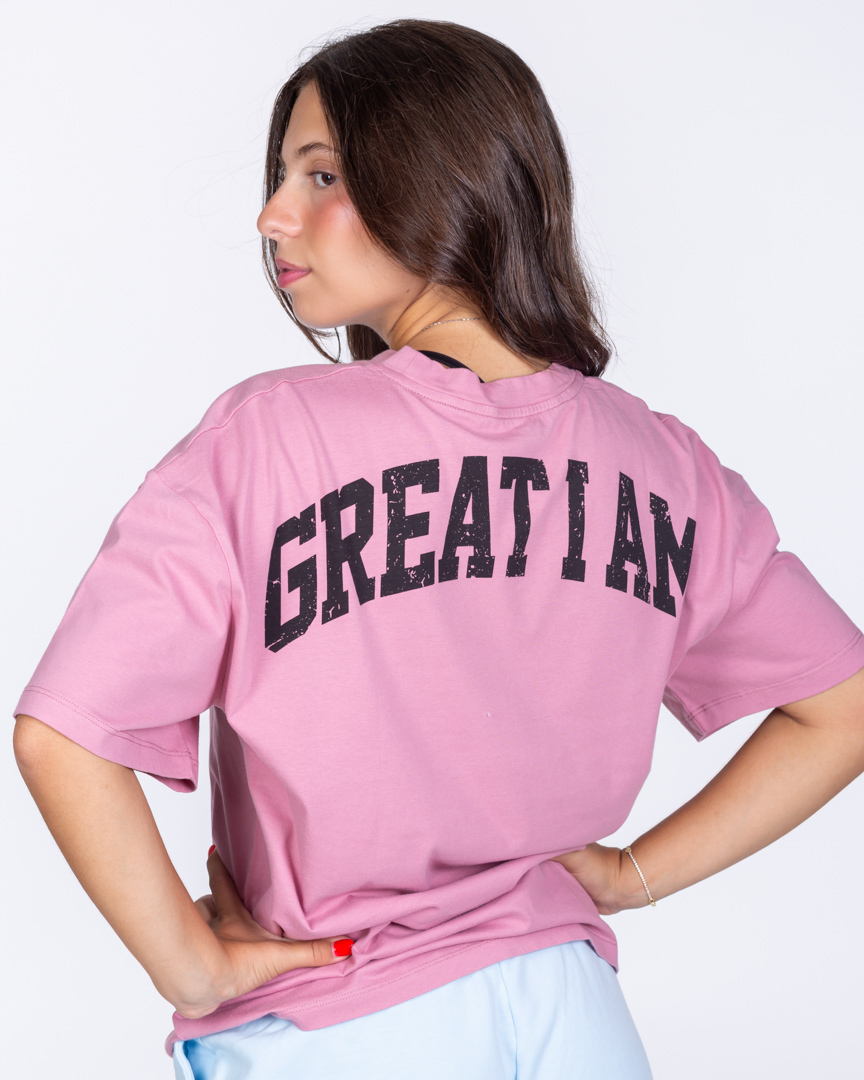 OVERSIZED T-SHIRT GREAT I AM ESSENTIAL PINK - Image 4