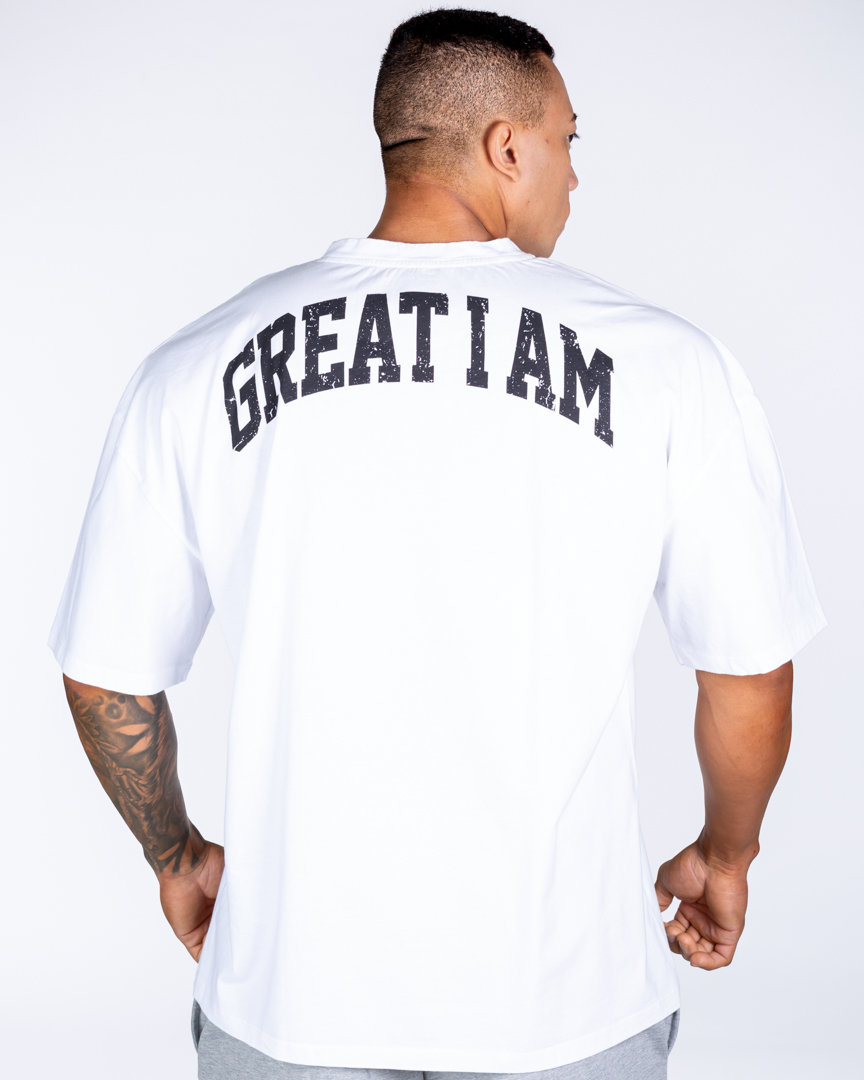 OVERSIZED T-SHIRT GREAT I AM ESSENTIAL WHITE