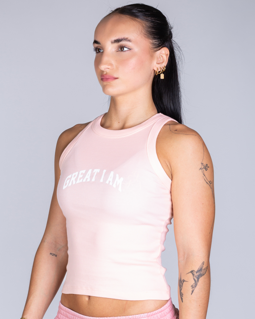 RIB TANKTOP GREAT I AM PINK - Great I Am