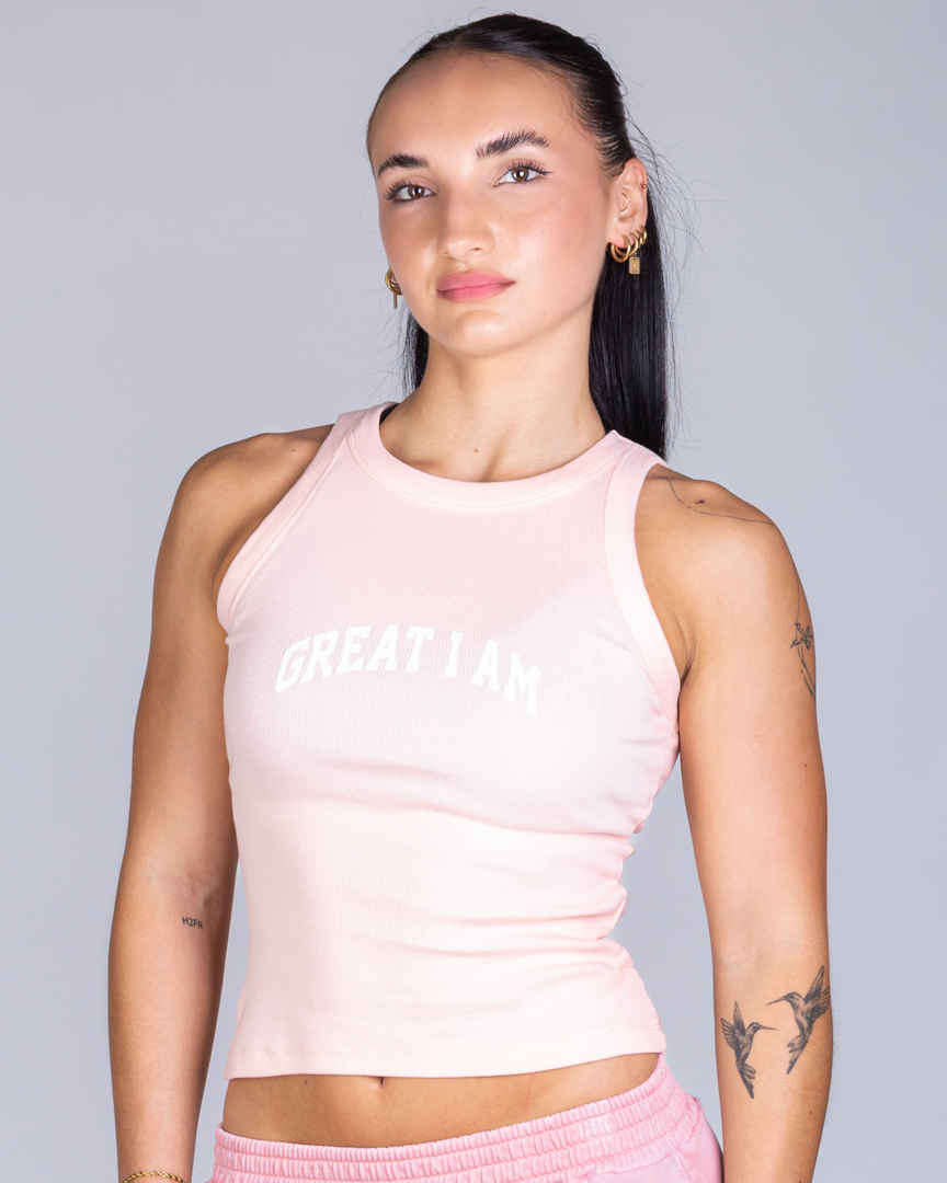 RIB TANKTOP GREAT I AM PINK - Great I Am