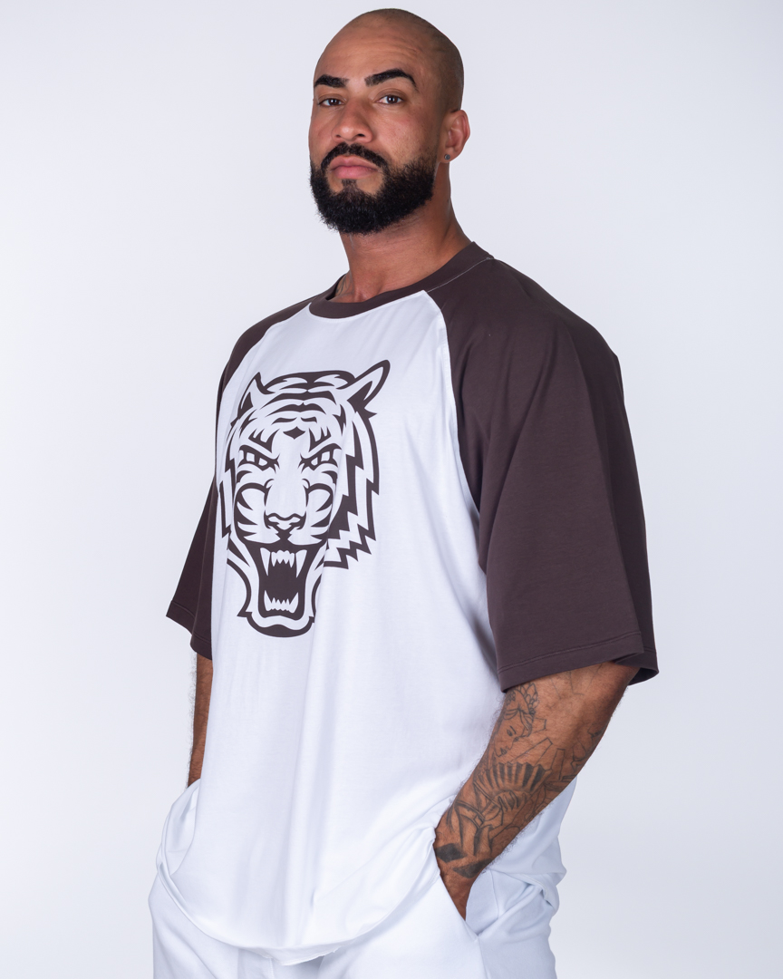OVERSIZED T-SHIRT TIGER BROTHERHOOD BROWN